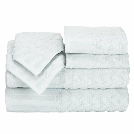 BEDFORD HOME 6 Piece Cotton Deluxe Plush Bath Towel Set - Seafoam 67A-27612